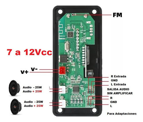 SGK Modulo Bluetooth 5.0 Usb Mp3 Sd Aux Amplificado 25+25w 3