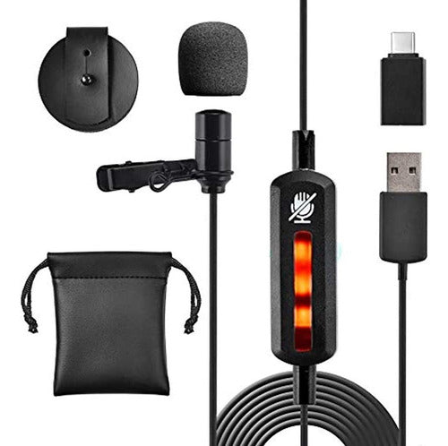 Pyle Lavalier Microphone-w/usb C Adapter, Cable Wrap-plug An 0