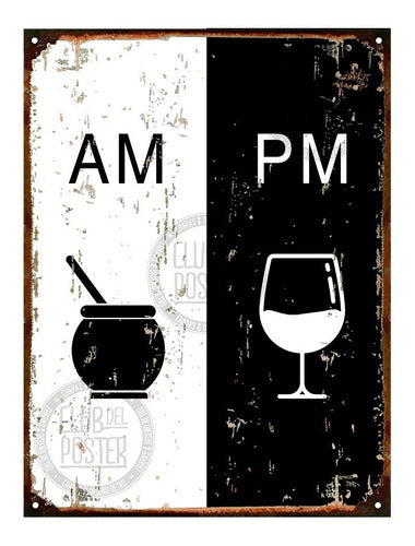 Club del Poster Vintage Retro Metal Sign Cafe Beer Mate Wine AM PM 0