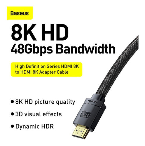 Baseus Hdmi Cable 2.1 8K 60Hz 1.5M High Resolution 1