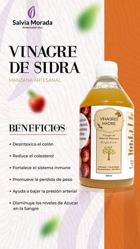 Salvia Morada Organic Apple Cider Vinegar Pack of 2 - 500ml 1