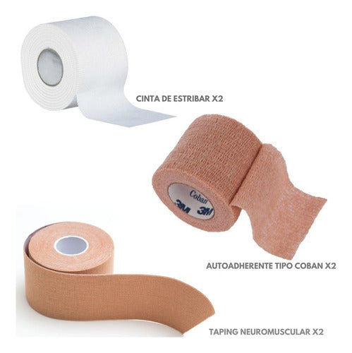 Orthopedic Sports Kit: Strapping Tape + Kinesiology Tape + Cohesive Bandage Set of 6 Rugby 1