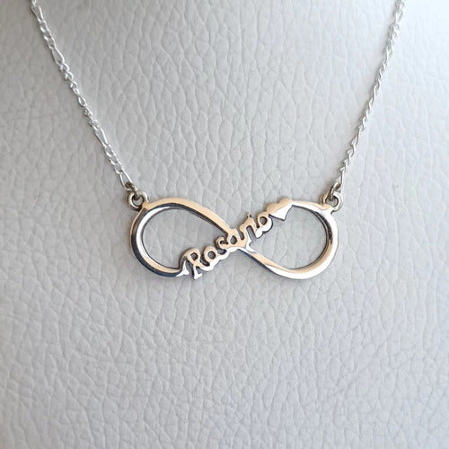 Infinity Pendant with Names, 925 Silver with Silver Chain 0