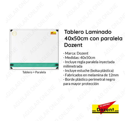 Technical Drawing Board 40x50 Dozent by Plantec with A3 Parallel Ruler 1