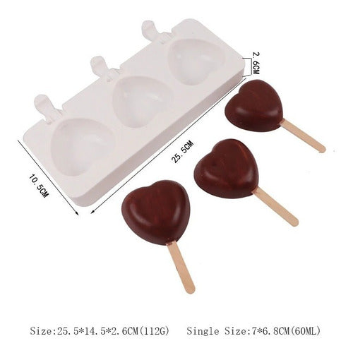 Don Alberto Heart-Shaped Silicone Ice Cream Mold x4 + 50 Sticks 1