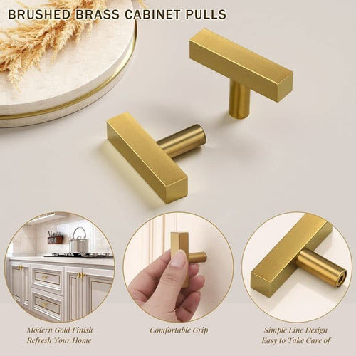 ZW Gold 5 Long Metal Cabinet Pulls 50mm 3