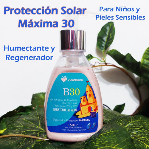 Vida Natural Protector Solar 30 Filtro UVA y UVB Piel Sana Bronceador 0