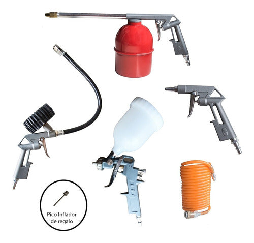 EBTools Gravity Feed Spray Gun Kit 5 Pieces with Quick Coupling 1