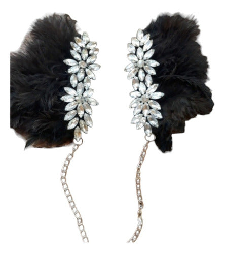 Feathered Epaulettes with Chains and Gemstones 0