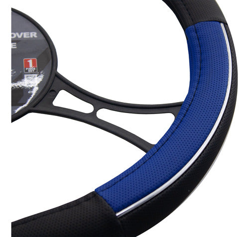 Denver 38cm Black and Blue Steering Wheel Cover 2