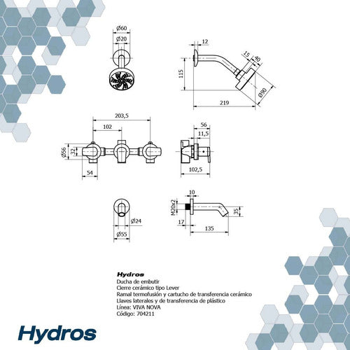 Hydros Nova Bathroom Shower Faucet with Transfer System 2