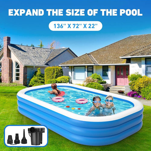 Vantacent89 Piscina Familiar Inflable Con Bomba - 136'' X 72 1