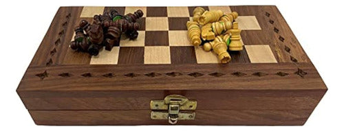 Handmade Wooden Magnetic Chess Set - 8 Inches 1