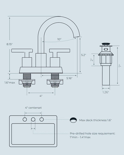 Forious Bimando Faucet with Drain and Colillas in Brushed Nickel 6