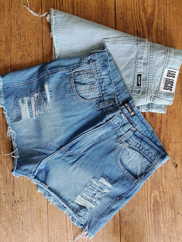 Las Locas Mom Style Ripped Rigid Denim Shorts - Sizes 38 to 42 7