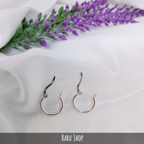 Barú Italian Closure Hoop Earrings Silver 925 6mm 3