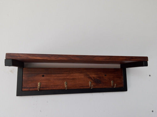 Maderaslaroca Retro Iron and Wood Coat Rack 60x15x15 1