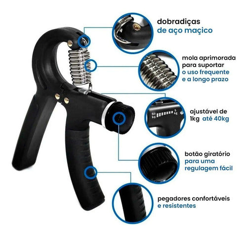 Kit C/ 4 Hand Grip Preto Com Ajuste Intensidade 2