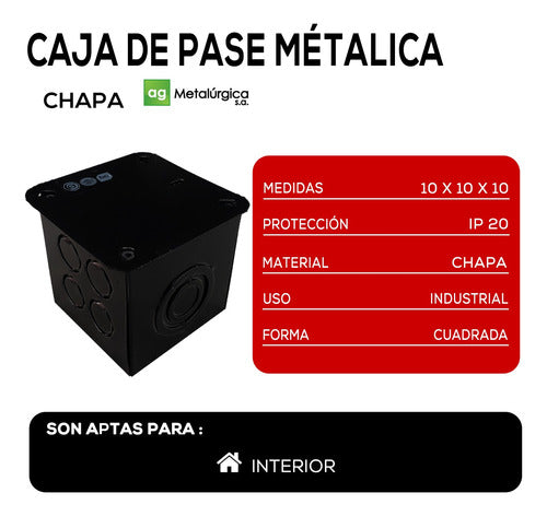 Caja De Pase O Derivacion Chapa Hierro 10x10x10 3