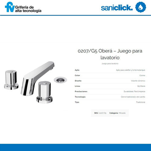 Combo FV Oberá Faucet Set Shower Lavatory G5 6