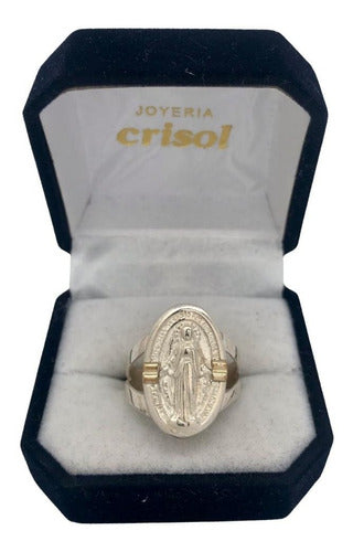 Crisol Anillo Virgen Milagrosa Plata Y Oro A194 0