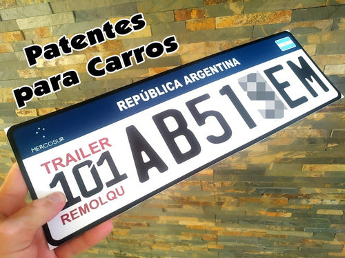 Te Importamos Patente Carro Trailers Batan Remolque En Pvc Mercosur 13x40 1