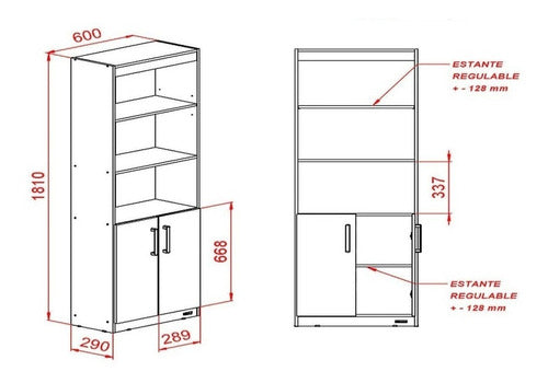 Mosconi Library Furniture Melamine Shelves with Doors 60cm 1