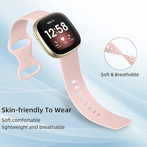 Odbeai Silicone Band for Fitbit Versa 3-4, Sense2 - Pink Sand Small 1