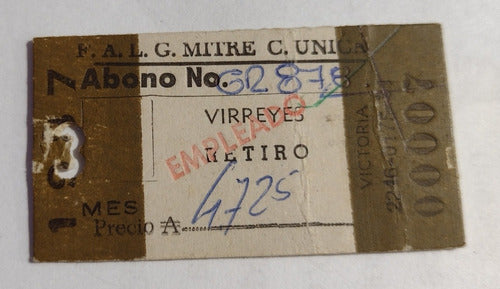 Boleto Abono Ferrocarril Mitre Estación Virreyes 0