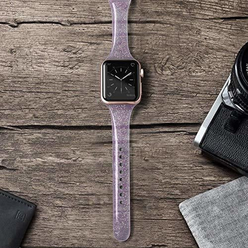 Swees Silicone Glitter Purple Band for iWatch7654321SE 42/44mm 1