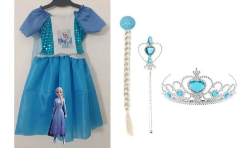 Papalote Frozen Elsa or Anna Costume with Crown, Braid, and Wand Set 2