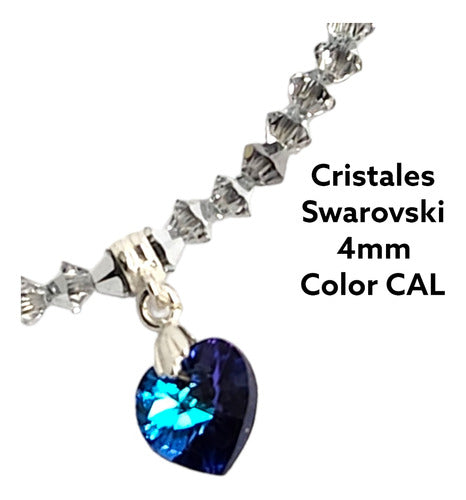 Swarovski Heliotrope Heart charm Bracelet in Sterling Silver 6