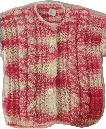 Generic Handknit Baby Cardigan With Degrade Pink Dots Size 1 Liquid 3