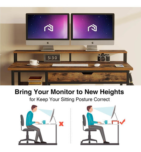 Rolanstar Computer Desk with Monitor Shelf 1