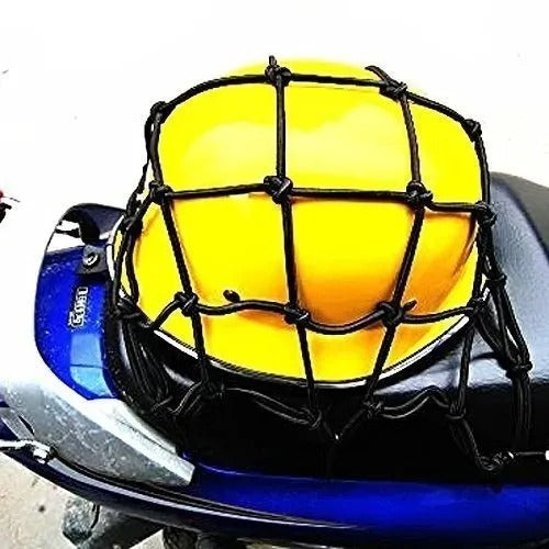 Motorcycle Octopus Net 38x38 with 6 Metal Hooks - Ideal for Helmet 0
