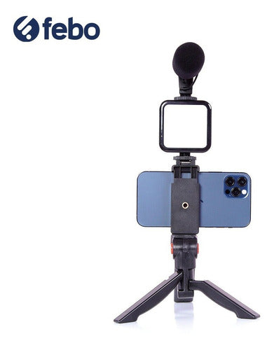 Vlog Cast Studio Tripod Support for Mobile Microphone LED Light 2