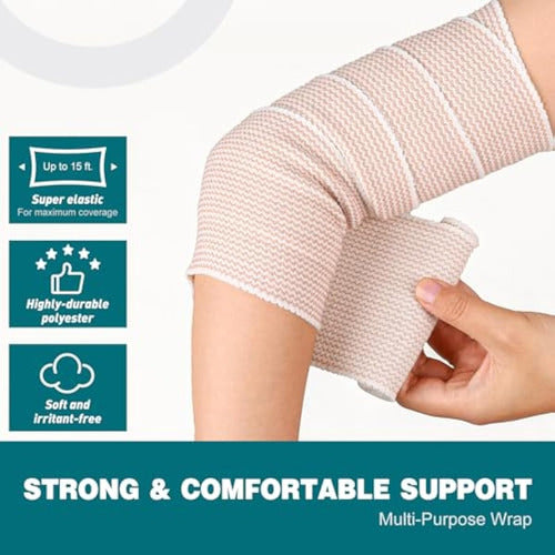 Premium 6 Pack Elastic Bandage Wrap 4 Inch With 2