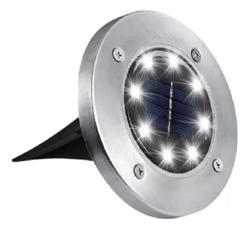 Foco Luz Solar Para Jardin Piso Embutir 8 Led 0