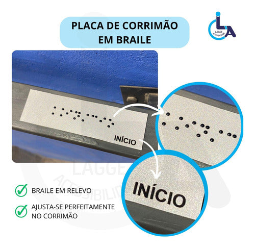 Kit 10 Placas Braile Autoadesiva 10x3cm Corrimão 6andar 2