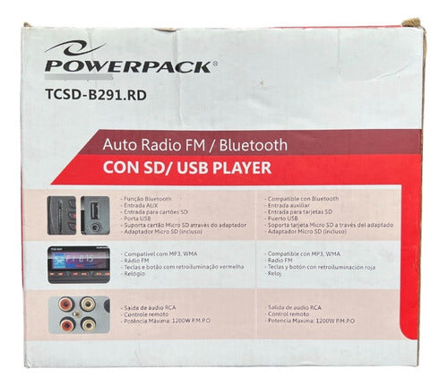 Powerpack Autorradio Estereo FM BT USB Reloj SD Aux 1