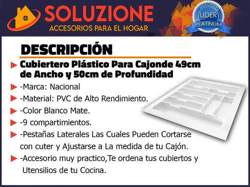 Soluzione Cubiertero Organizador Plástico Cocina Hogar Casa 50x49 Cm 2