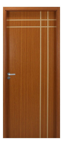 Kit Porta De Madeira Decorada 215x84cm Com Batente De Mdf 0