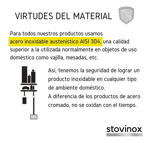 Stovinox Toallero Acero Inoxidable Barral 40 Cm Autoadhesivo Baño 5