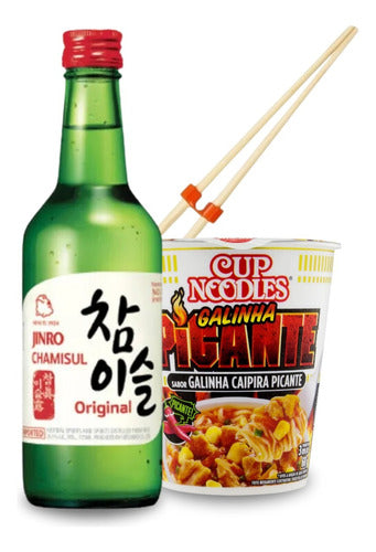 Saquê Coreano Soju Jinro Classic 360ml + Cup Noodles Picante 0