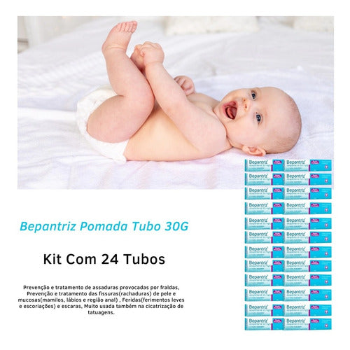 Kit Com 24 Bepantriz Pomada Dermatológica Dexpantenol 30g 1