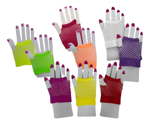 Fluorescent Short Knitted Gloves in Various Colors x 1 0