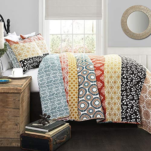 Lush Decor Bohemian Striped Exuberant Bedding Set 0