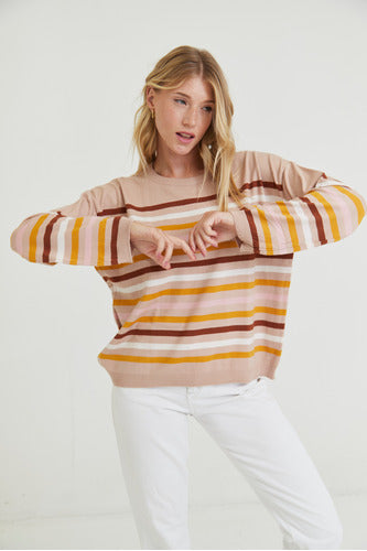 Colorful Striped Round Neck Sweater by Nano #SW2408 8