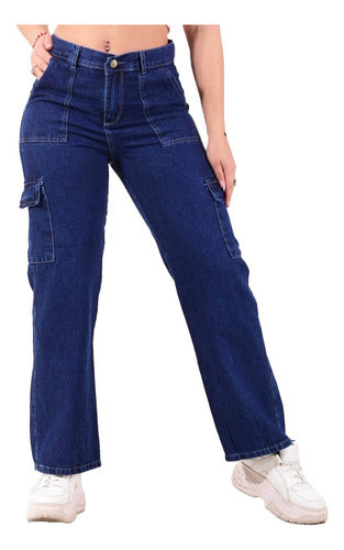 Women's Wide Leg Cargo Jeans High-Rise Wide Cut Pants 9