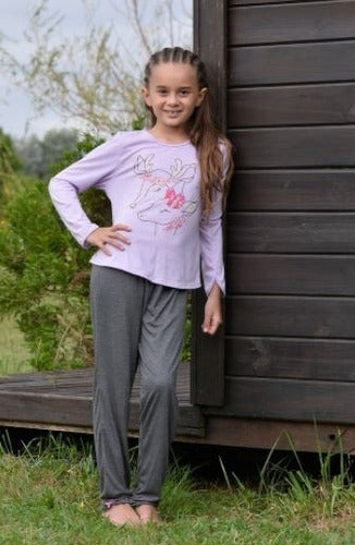 Morita Winter Pajama Set for Girls - Long Sleeve Top and Long Pants Z806 1